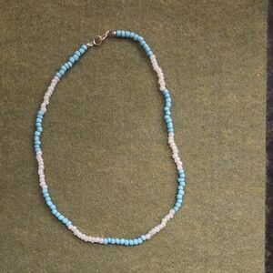 Blue and White Beaded Necklace